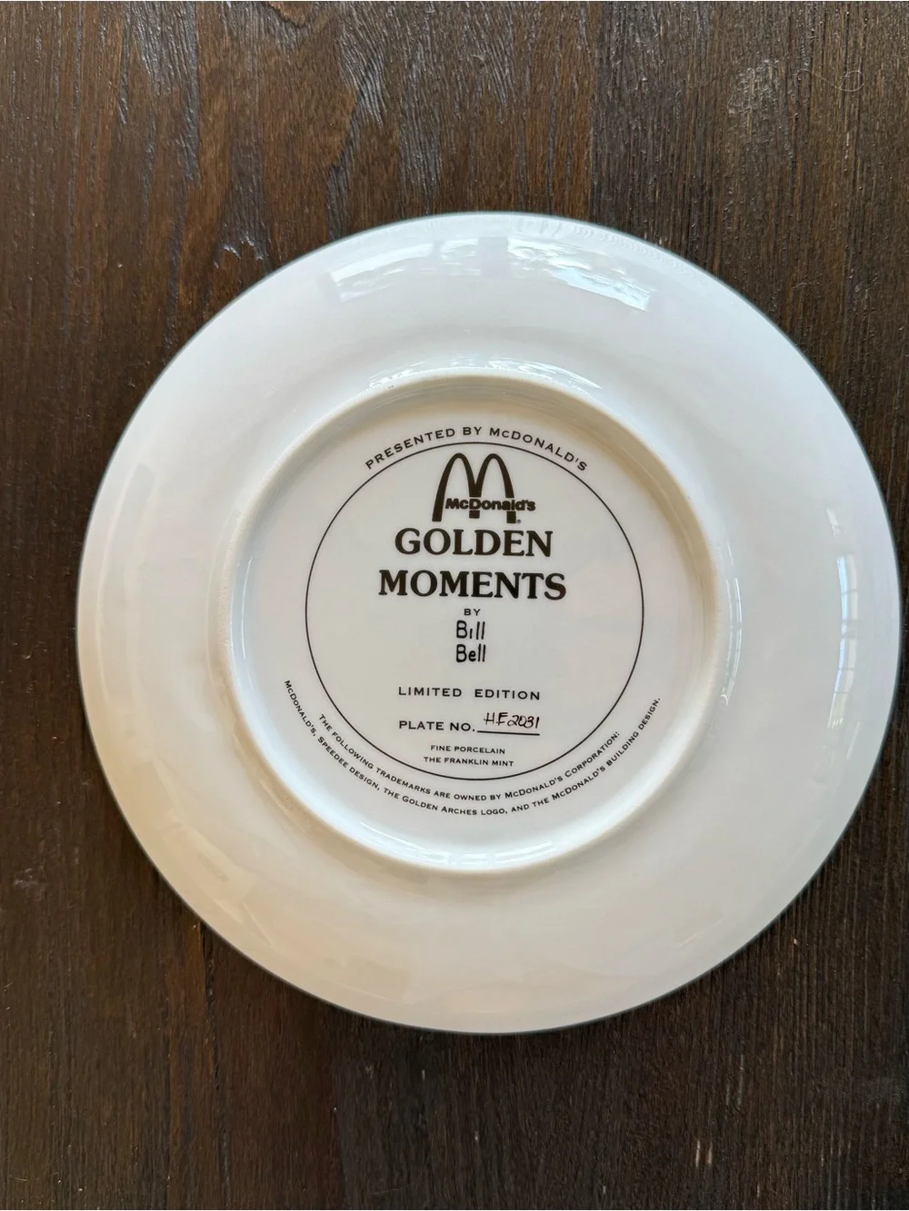McDonald's Golden Moments Limited Edition Plate